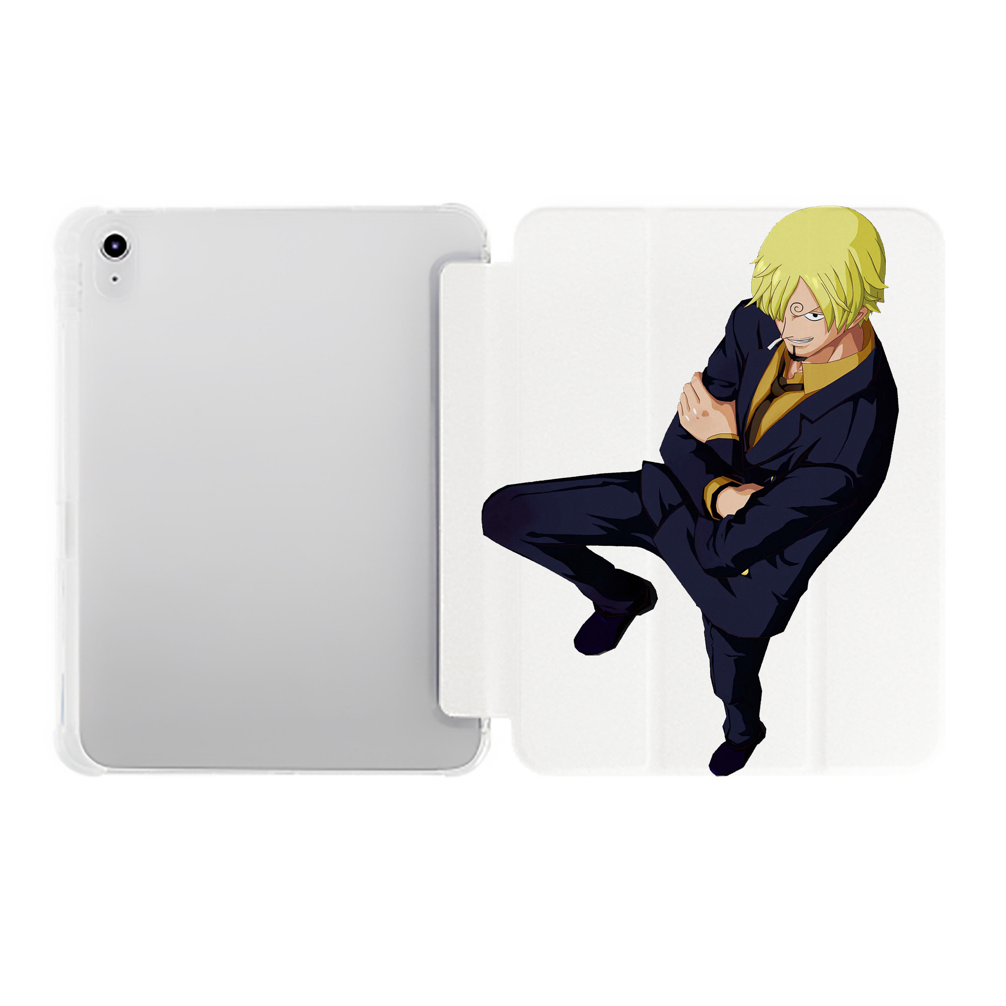 （画像用） ワンピース サンジ ONE PIECE Sanji IPad ケース ペン収納付き 三つ折りスタンド PUレザー×シリコン 対応機種9.5/10.5/10.9インチ